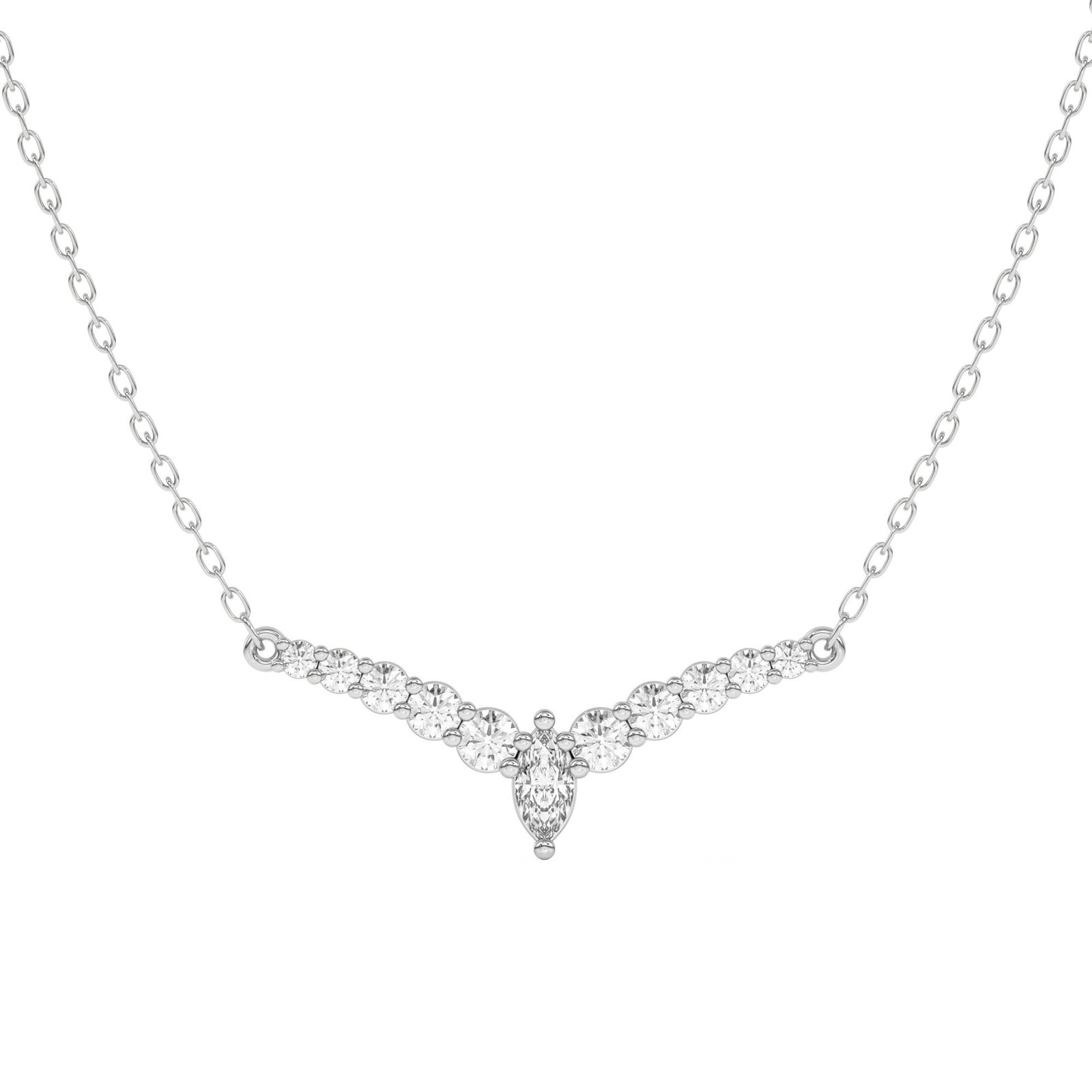True Lab Grown Diamond Laurel Necklace in 14K Gold - 14K White Gold