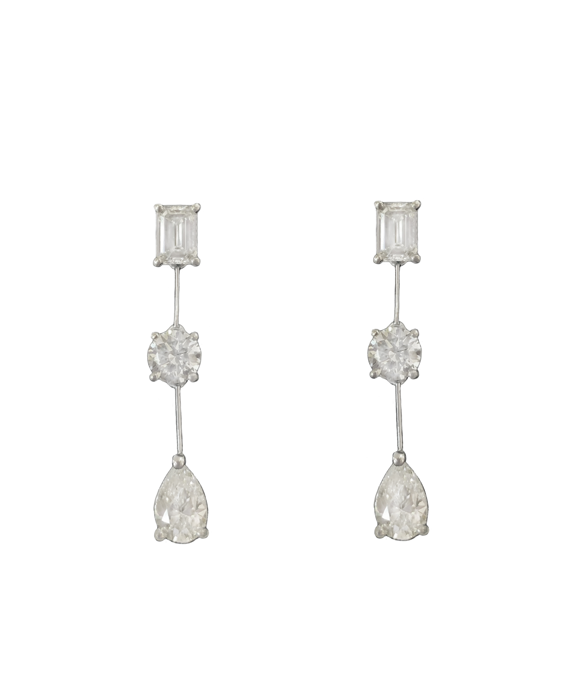 Diamonds Drop Petite Earrings in Platinum with Diamonds