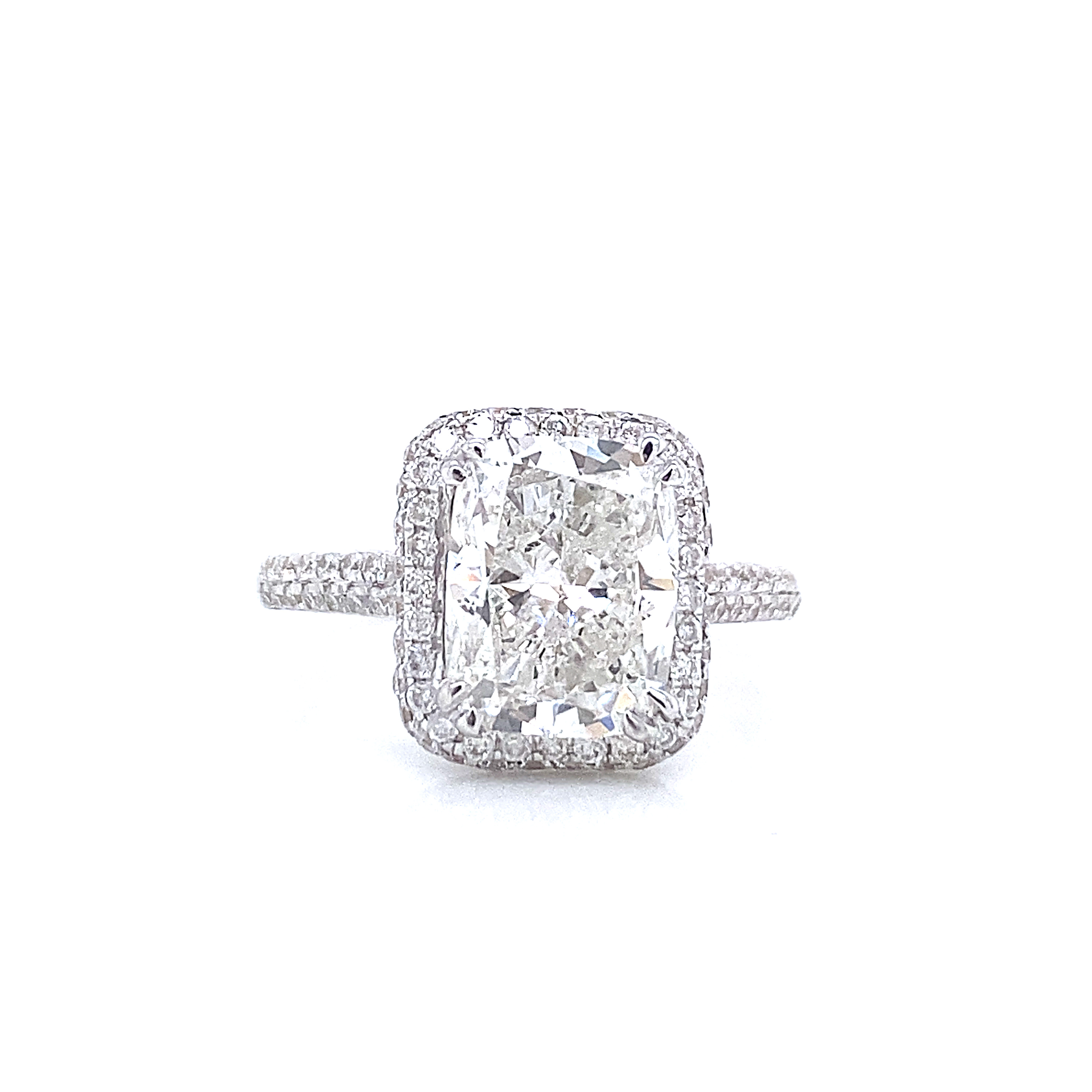 3 Carat Cushion Cut Lab Grown Diamond Engagement Ring Halo IGI Certified
