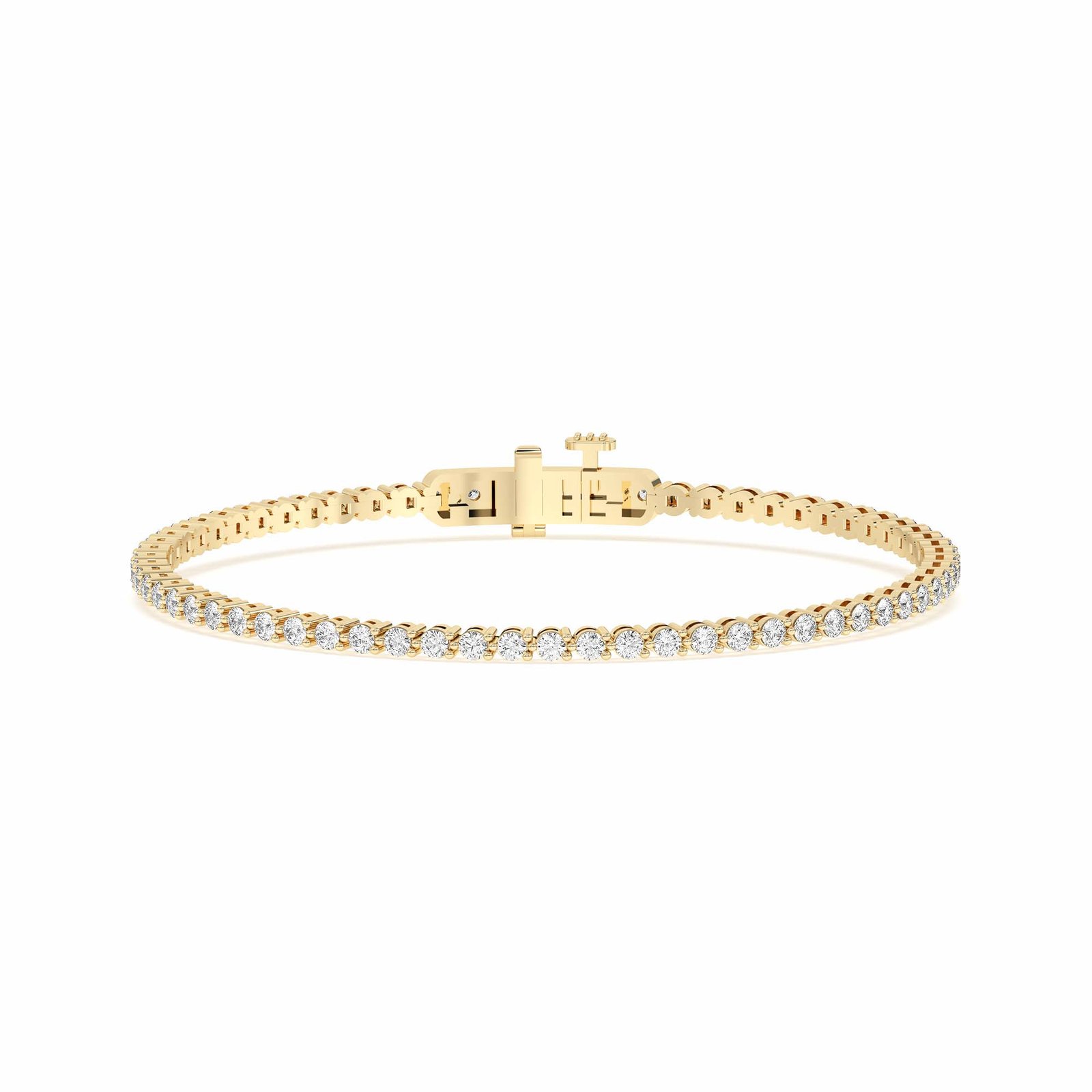 True Lab Grown Diamond 3 Prong Round Cut Tennis Bracelet in 14K Gold - 14K Yellow Gold / 3.00 ctw