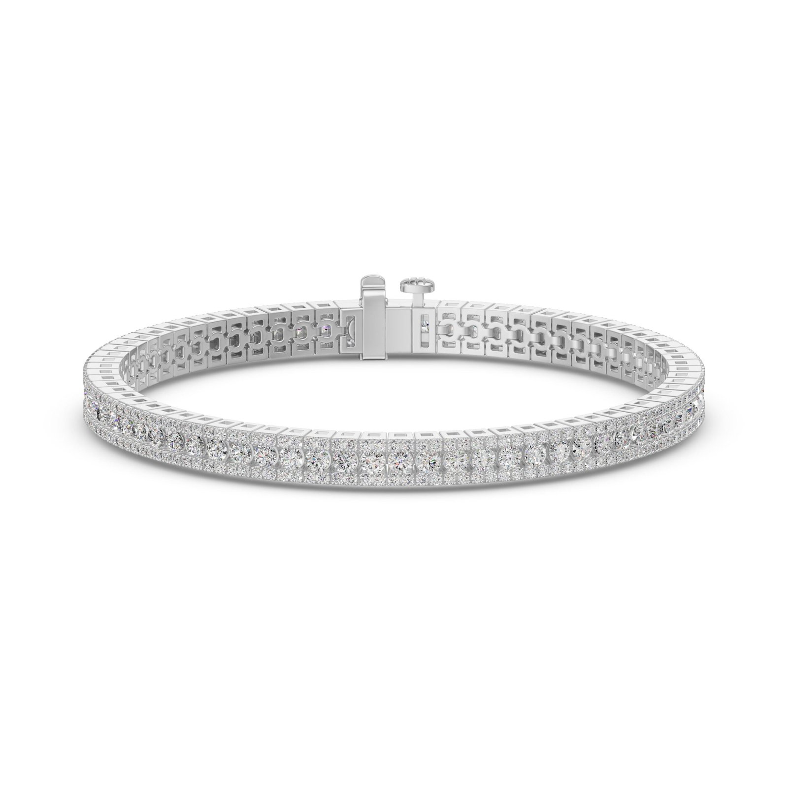 True Lab Grown 5.00 Ctw Diamond Round Cut Accented Tennis Bracelet in 14K Gold - 14K White Gold