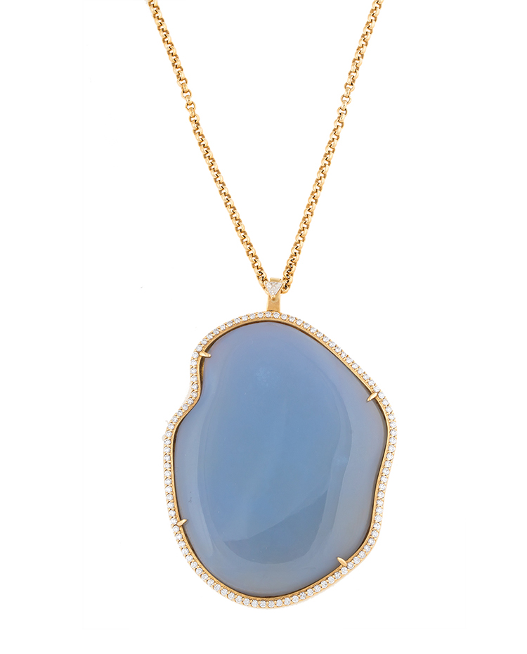 18K Yellow Gold Blue Chalcedony Adriana Necklace