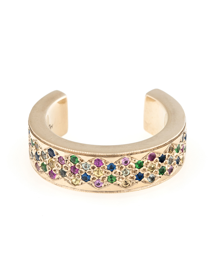 18K Yellow Gold Multicolored Sapphires Korali ~ Signature Insert Ring