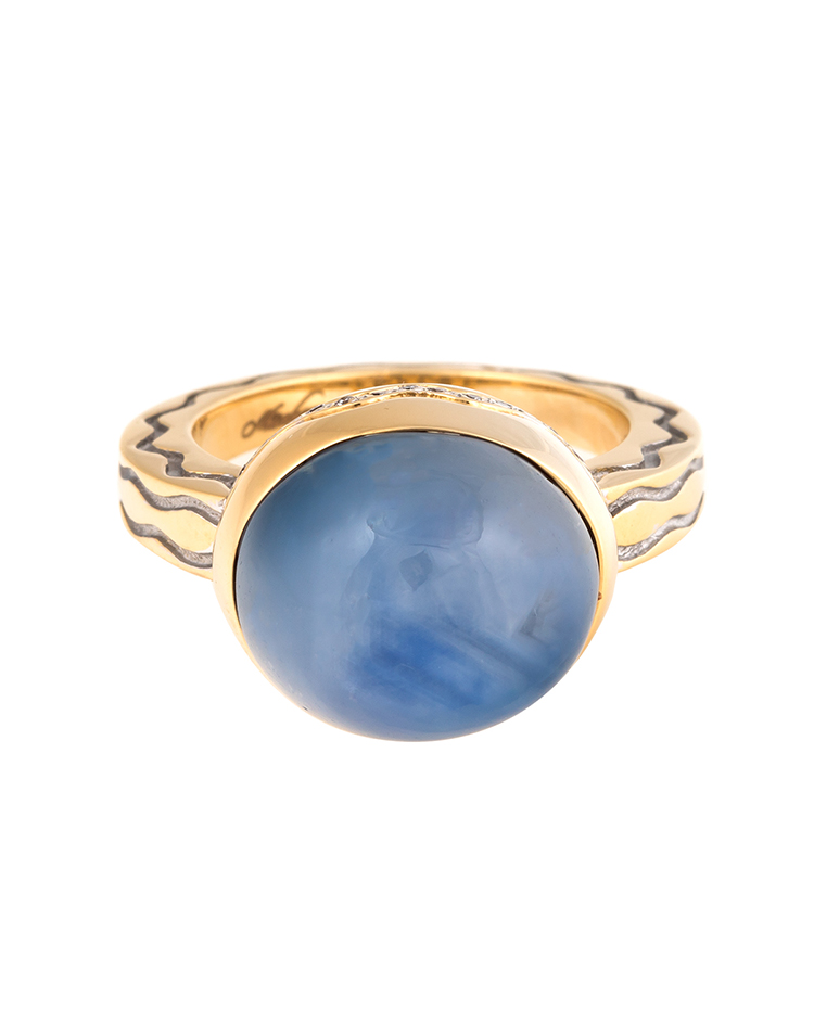 18K Yellow Gold Blue Star Sapphire Talasi Ring