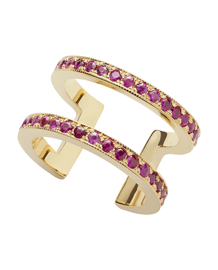 18K Yellow Gold Pink Sapphire Korali Ring