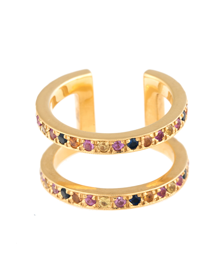 18K Yellow Gold Multicolored Sapphires Korali Ring