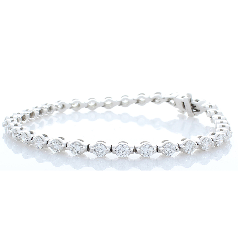 Heritage Gem Studio 3.85 Carat Total Diamond Tennis Bracelet in 14 Karat White Gold