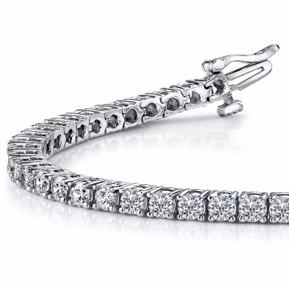  Heritage Gem Studio 2.20 Carat Total Round Diamond 4 Prong Tennis Bracelet in 14 Karat White Gold