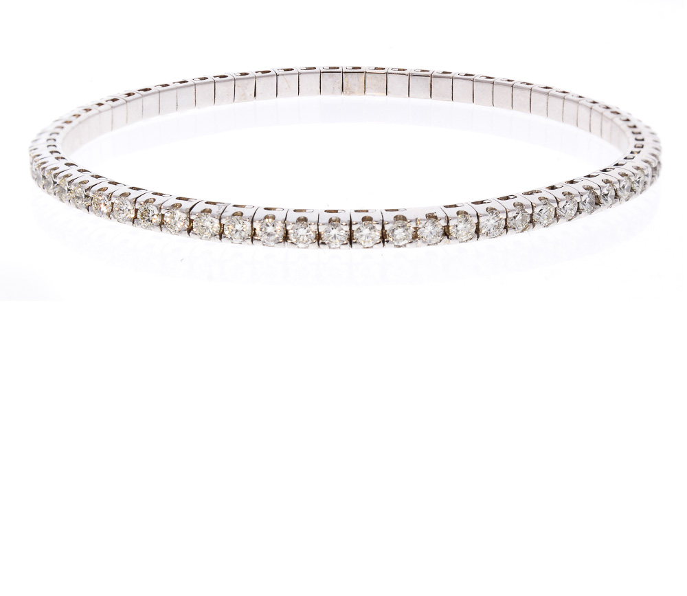  Heritage Gem Studio 3.01 Carat Total Diamond Stretchable Bracelet in 18 Karat White Gold