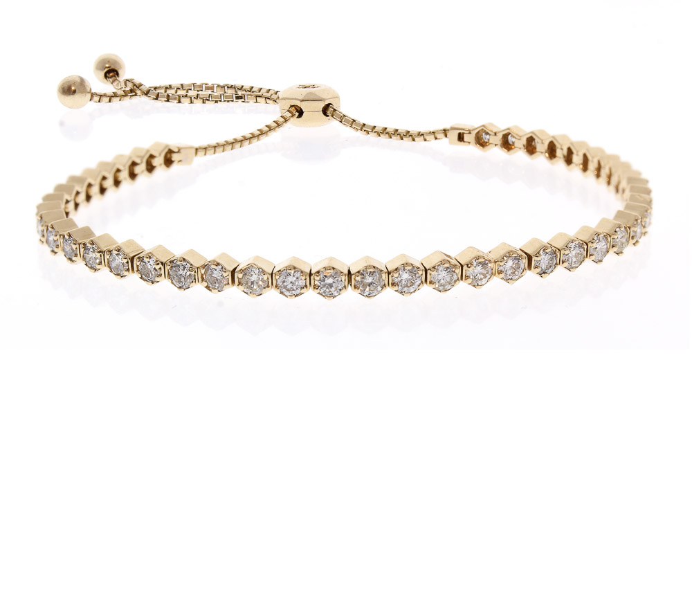  Heritage Gem Studio 14K YG DIA ADJUSTABLE BRACELET, 2.01CTW BR DIA 45STN