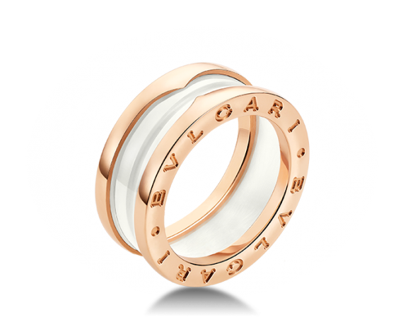 Bulgari B. Zero 1 18K Rose Gold  White Ceramic Ring Size: 5.75