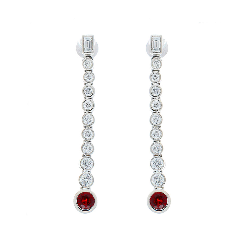 Heritage Gem Studio 1.77 Carat Total Orange Sapphire and Diamond Bezel Set Dangle Earrings
