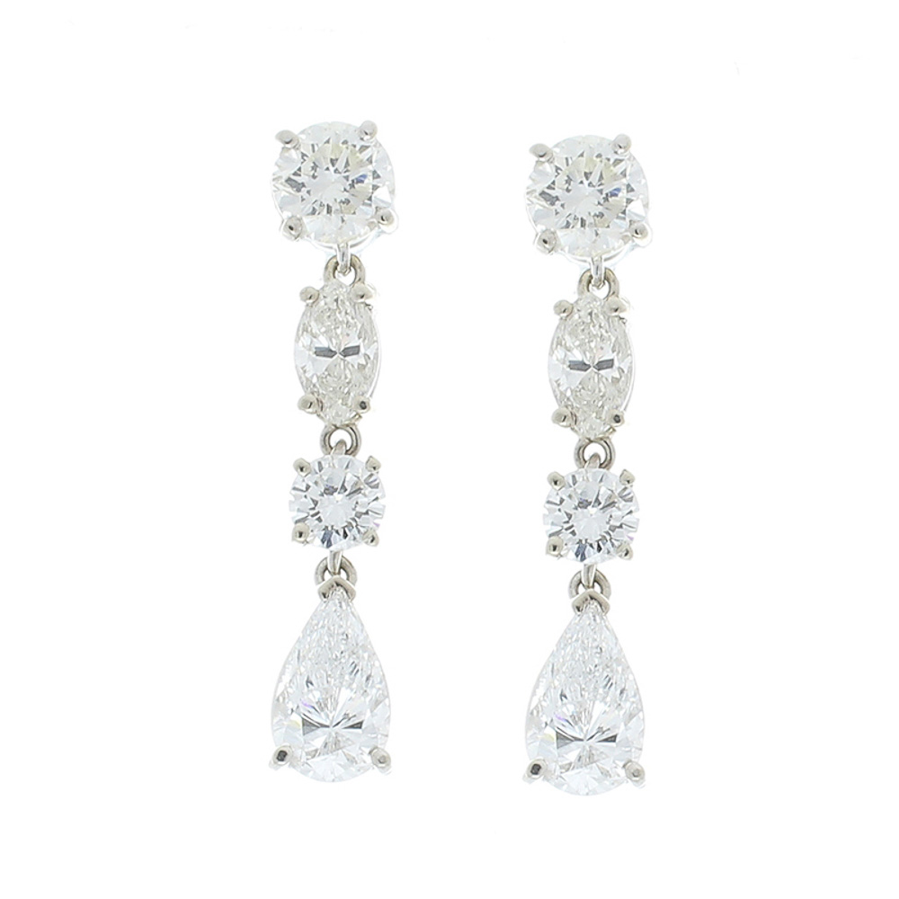 Heritage Gem Studio 3.69 Carat Total Marquise and Round Diamond Dangle Earring
