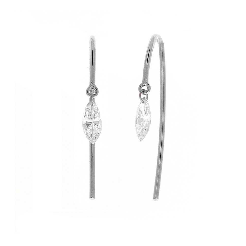  Heritage Gem Studio 0.24 Carat Total Marquise Diamond Earrings in 14 Karat White Gold