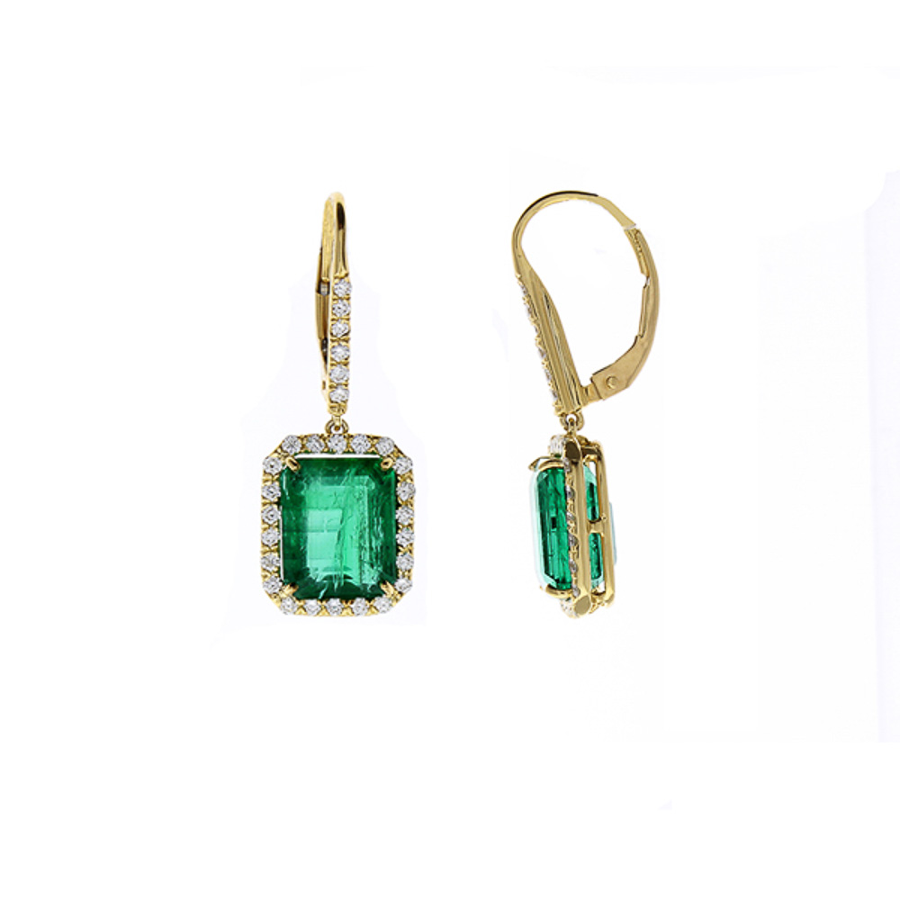  Heritage Gem Studio GiA Certified 8.55 Carat Total Emerald Cut Emerald  Diamond Earrings In 18K