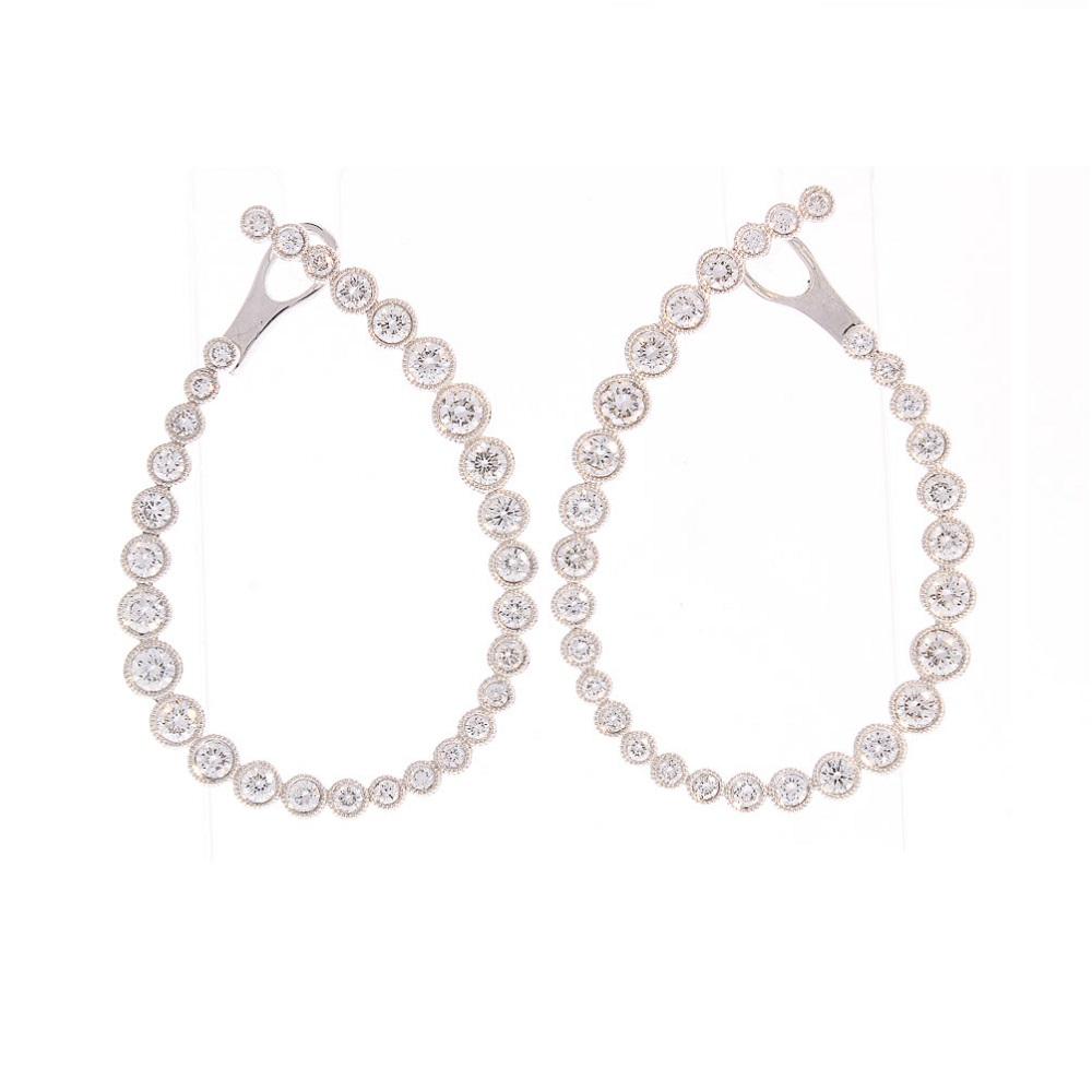  Heritage Gem Studio 2.38 Carat Total Bezel Set Diamond Earrings in 18 Karat White Gold