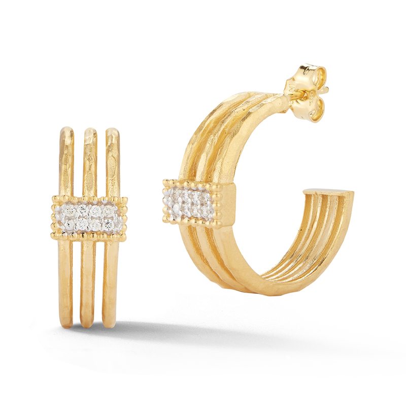 I.Reiss 14K Yellow Gold 0.1 Diamond Earrings