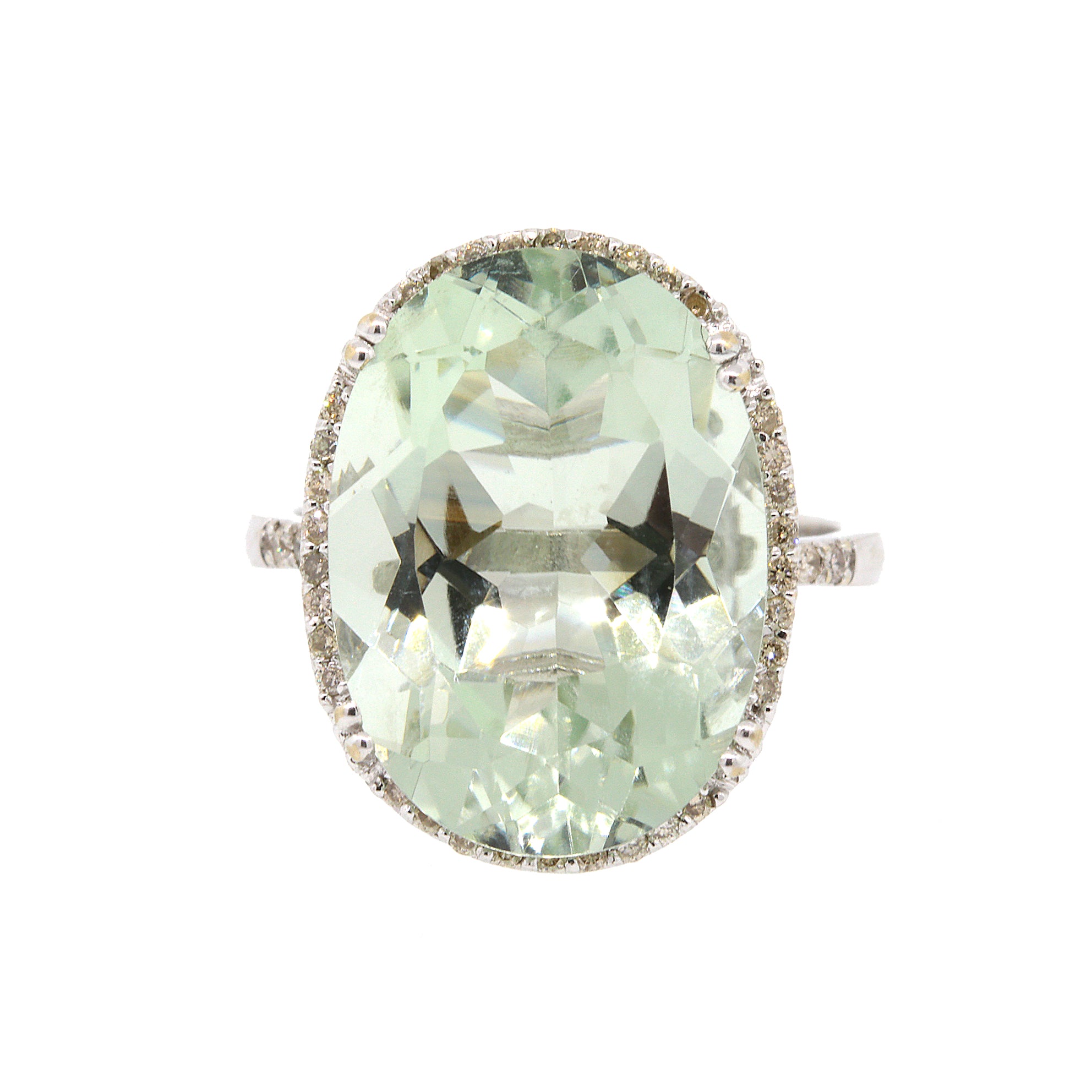 Aquamarine and Diamond 14k White Gold Ring