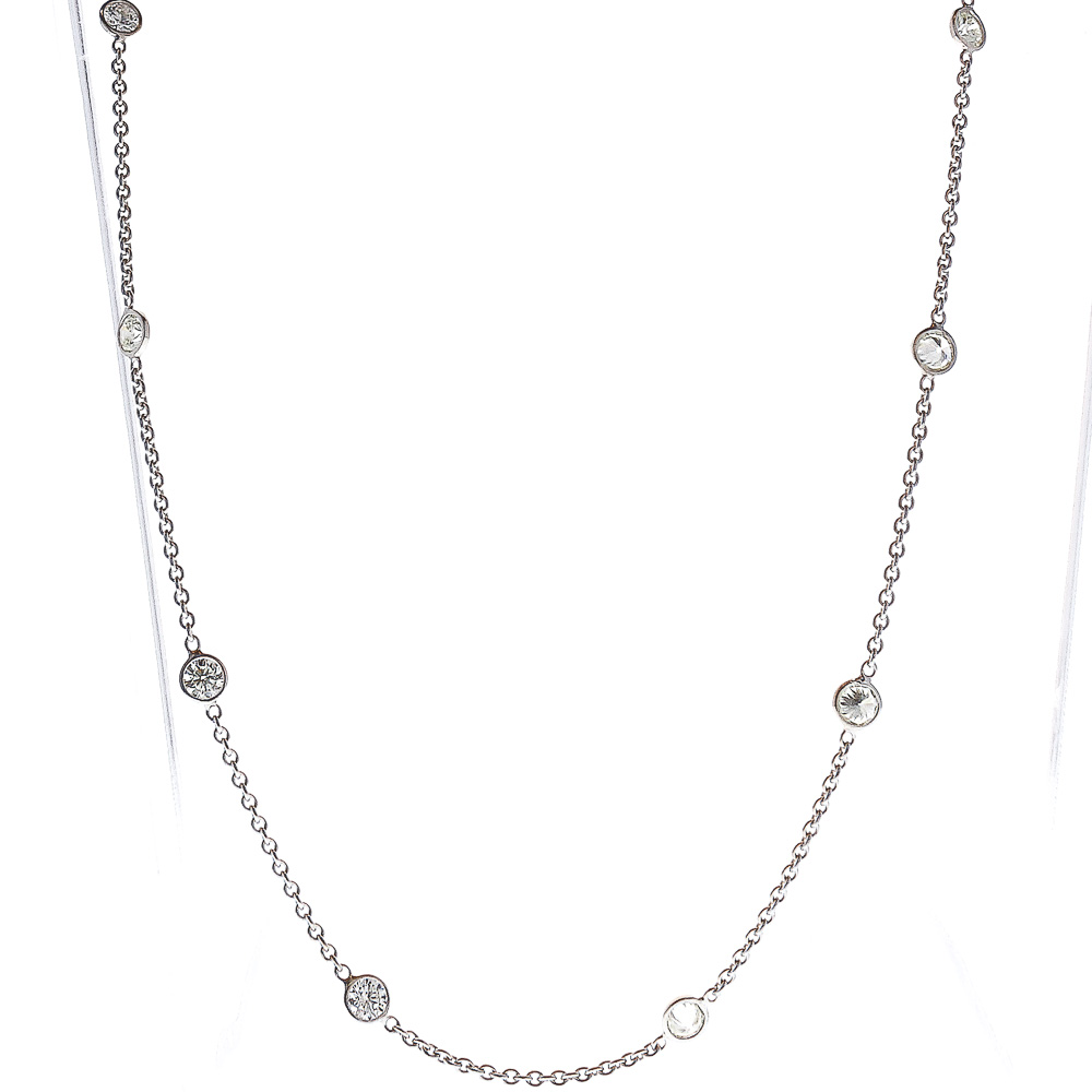  Heritage Gem Studio 2.81 Carat Total Diamonds by the Yard Necklace in 14 Karat White Gold