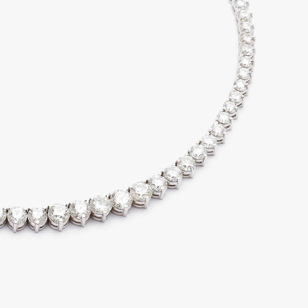  Heritage Gem Studio 11.55 Carat Total Diamond 3 Prong Tennis Necklace in 18 Karat White Gold
