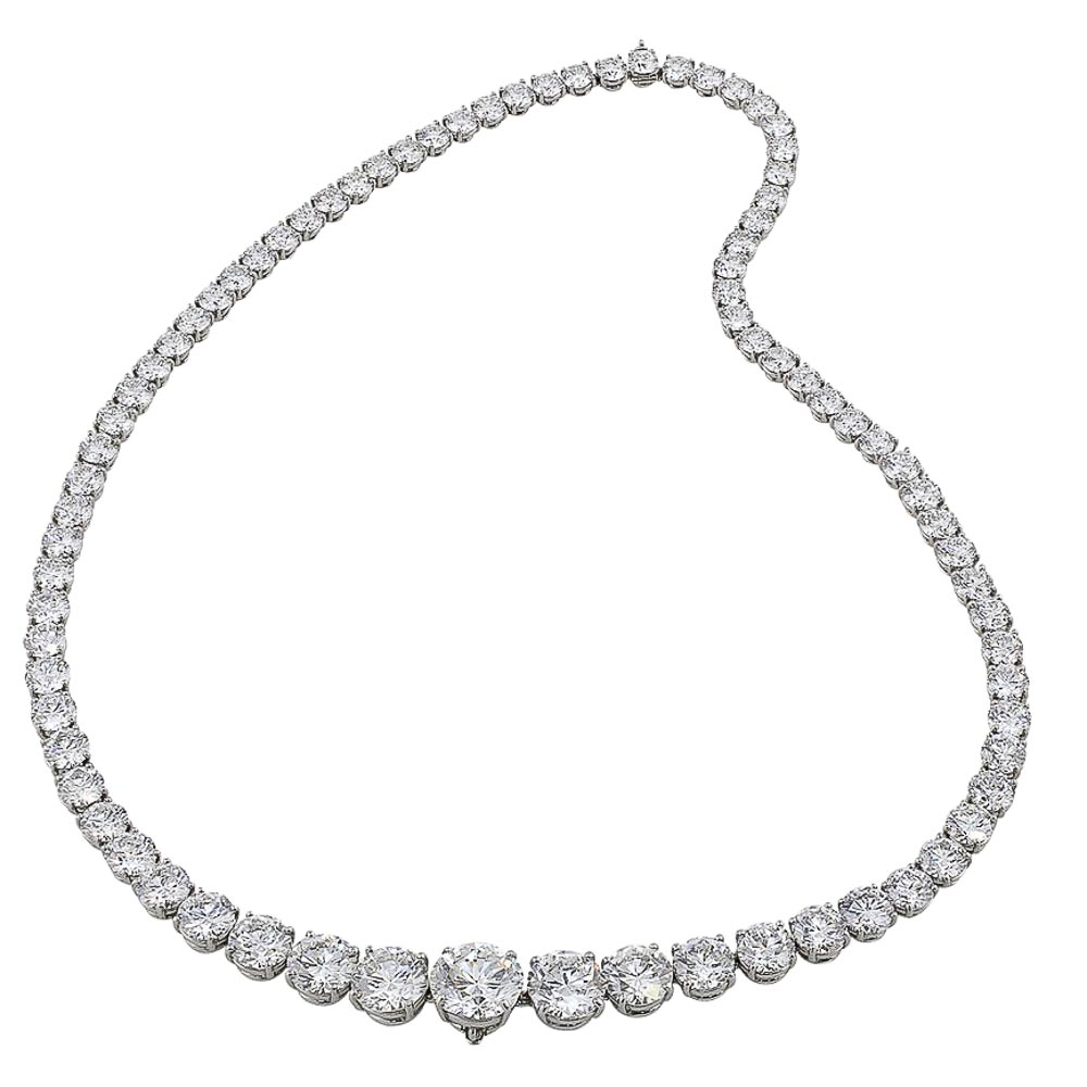  Heritage Gem Studio 9.03 Carat Total Diamond Riviera Necklace in 18 Karat White Gold