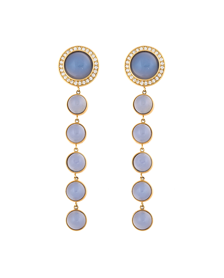 18K Yellow Gold Blue Chalcedony Stena Drop Earrings