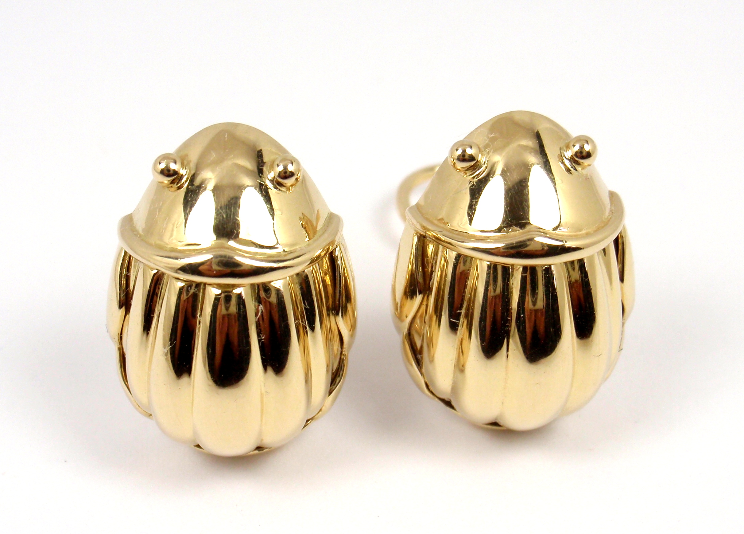 Tiffany & Co. 18K Yellow Gold Scarab Clip On Stud Earrings