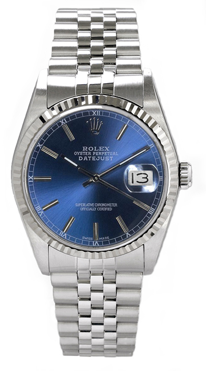Rolex Men's Datejust Stainless Steel Blue Index Dial