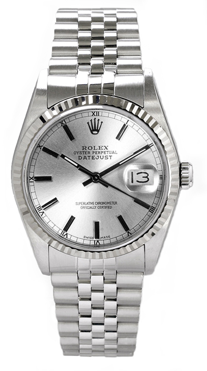 Rolex Men's Datejust Stainless Steel Silver Index Dial