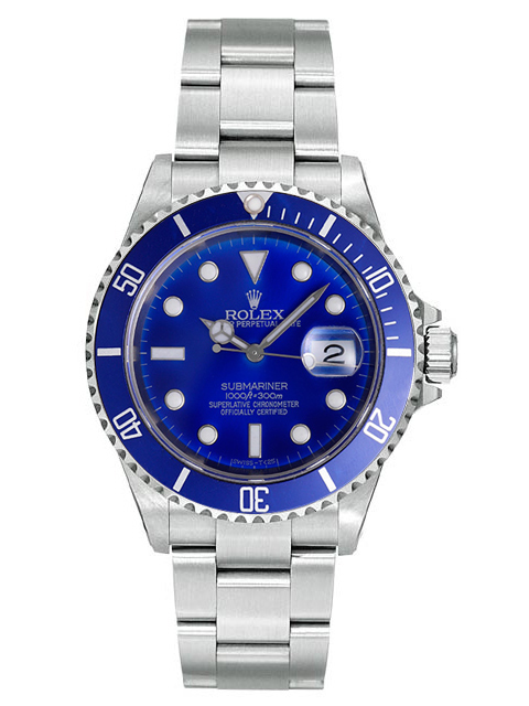 Rolex Submariner Steel Pre-Owned 16610 Custom Blue