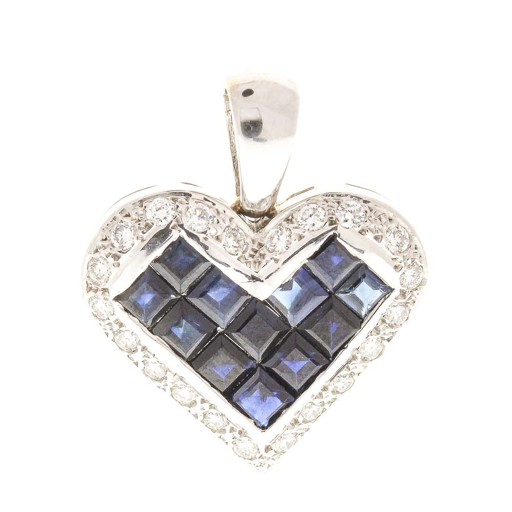 Heritage Gem Studio Pendant 18KW, Sapp  Dia: HRT INV 5.63CT SAPP; 0.92CT DIA