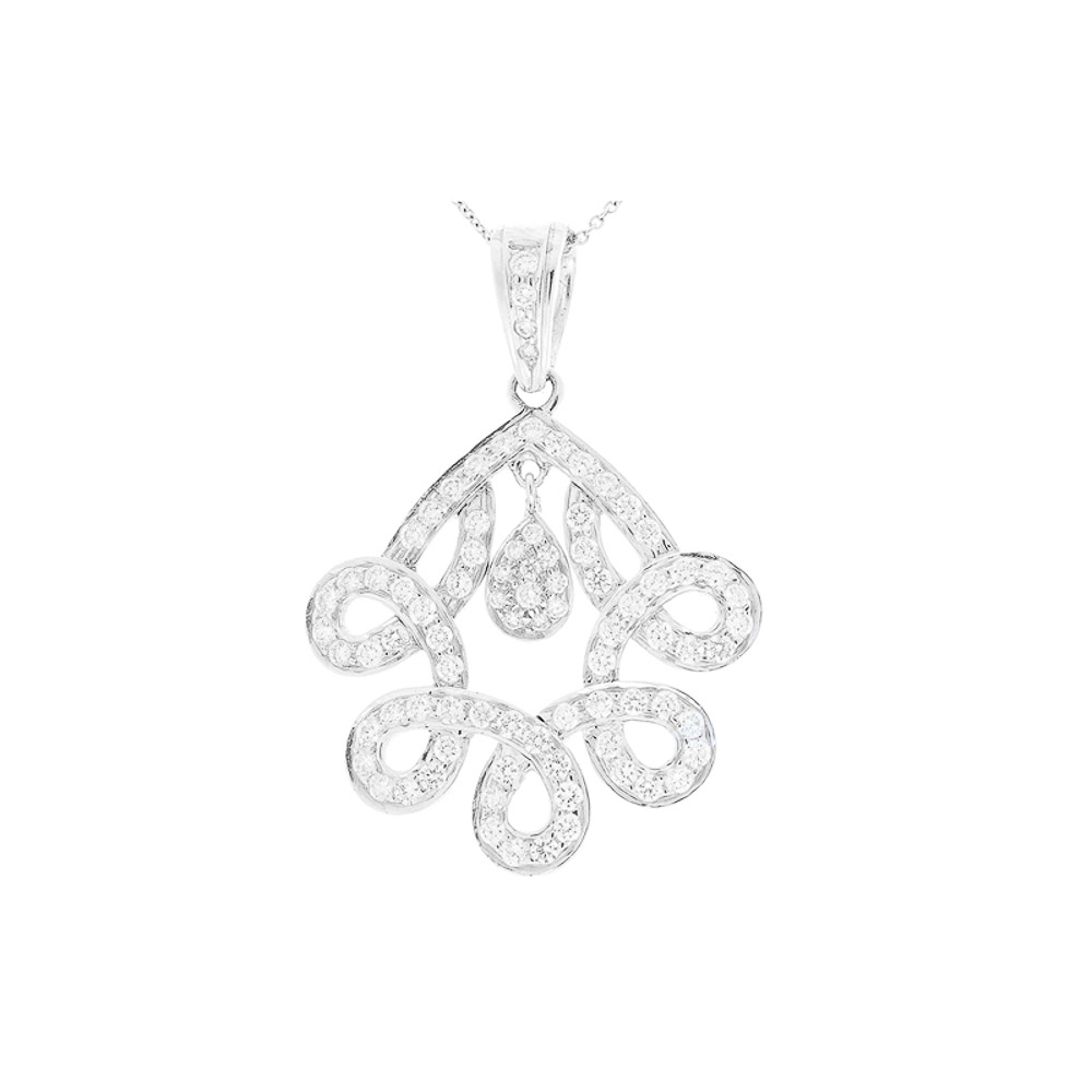 Heritage Gem Studio 1.70 Carat Total F VS Diamond Pendant in 18 Karat White Gold