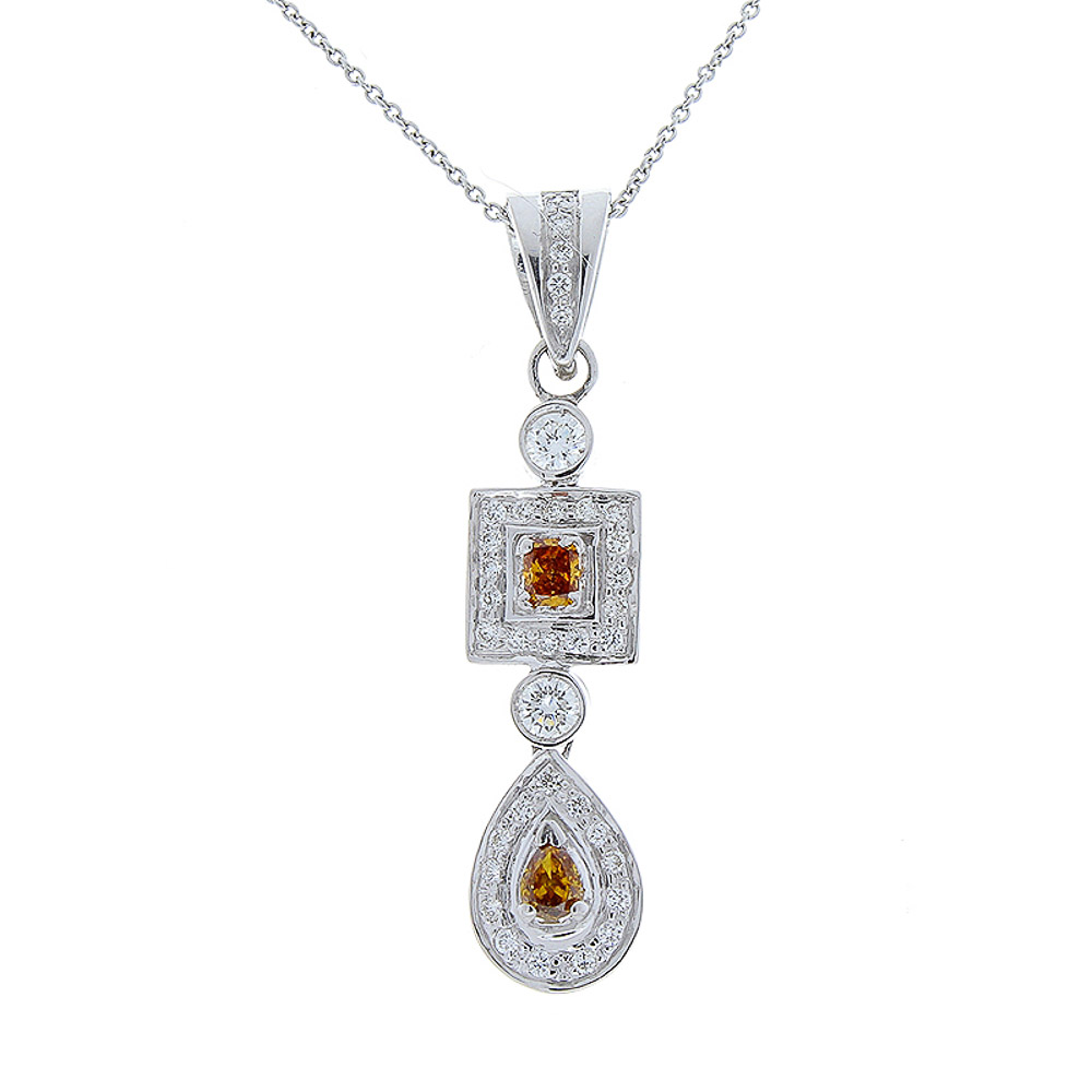 Heritage Gem Studio 0.75 Carat Total Fancy Brown and White Diamond Pendant Necklace in 18 Karat Gold