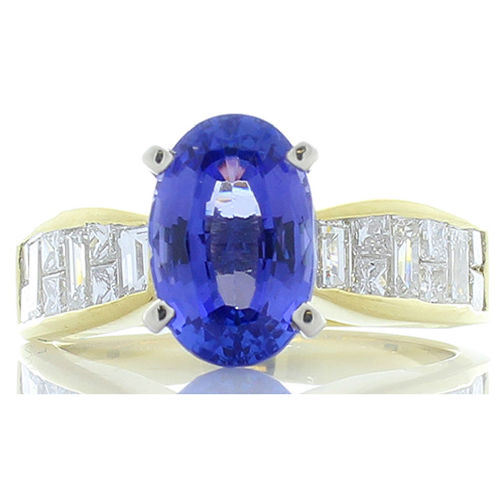  Heritage Gem Studio 2.85 Carat Oval Tanzanite and Diamond Cocktail Ring