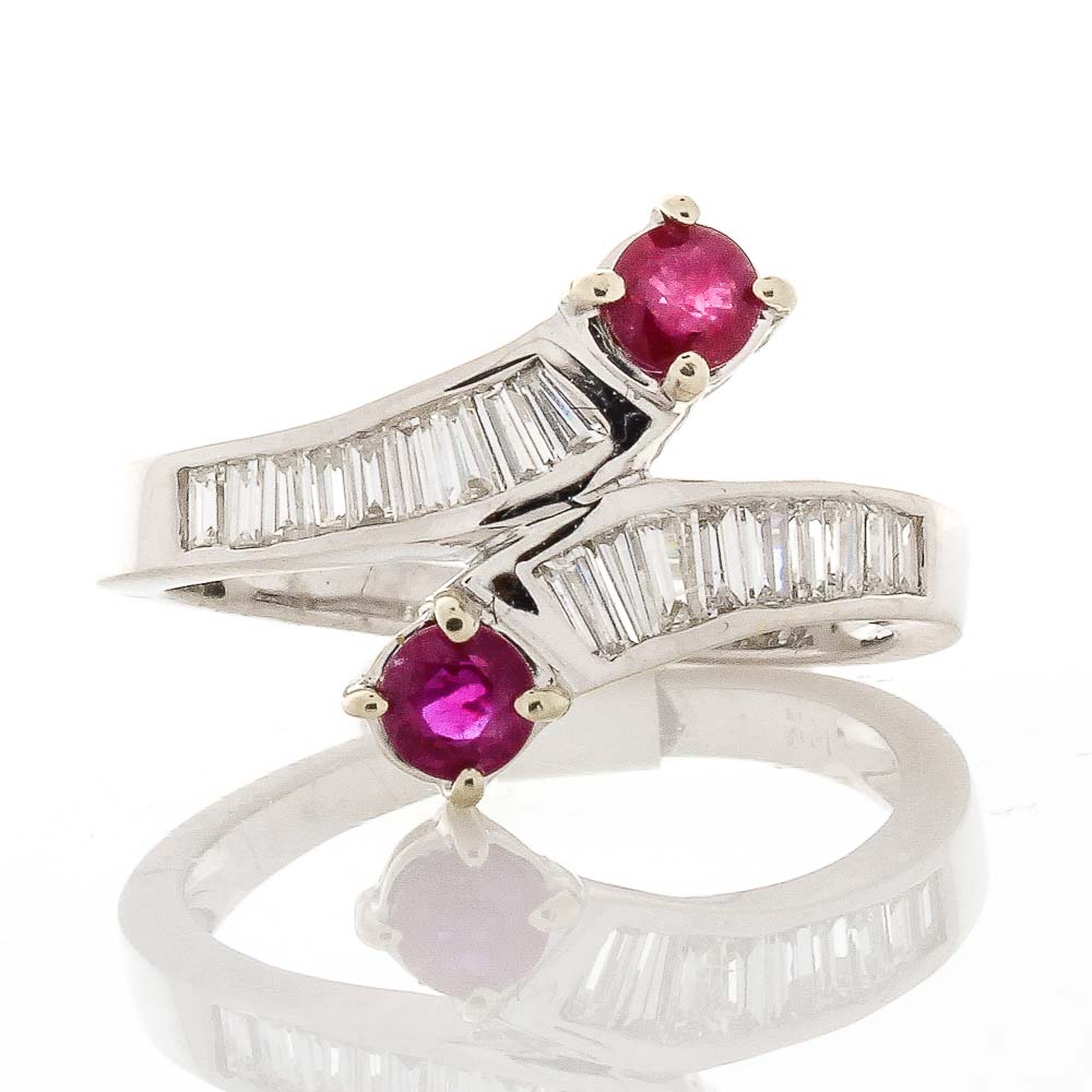 Heritage Gem Studio  0.60 Carat Total Ruby and Diamond Cocktail Ring in 14 Karat White Gold