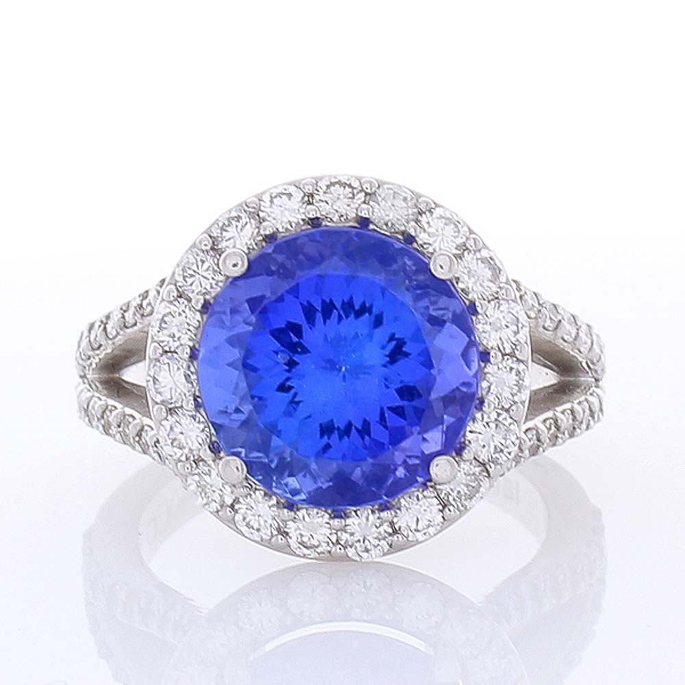 Heritage Gem Studio 5.48 Carat Tanzanite and Diamond Cocktail Ring in 18 Karat White Gold