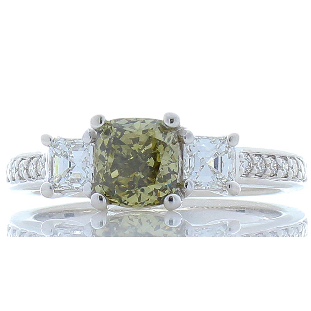 Heritage Gem Studio  1.02 Carat Cushion Cut Fancy Brown Diamond Cocktail Ring in 18 Karat White Gold