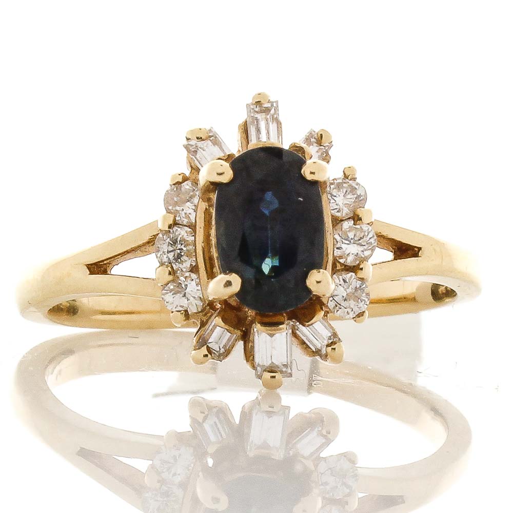 Heritage Gem Studio Ring 14KY, Sapp  Dia 0.59CT SAPH 0.31CTW RD  BAG