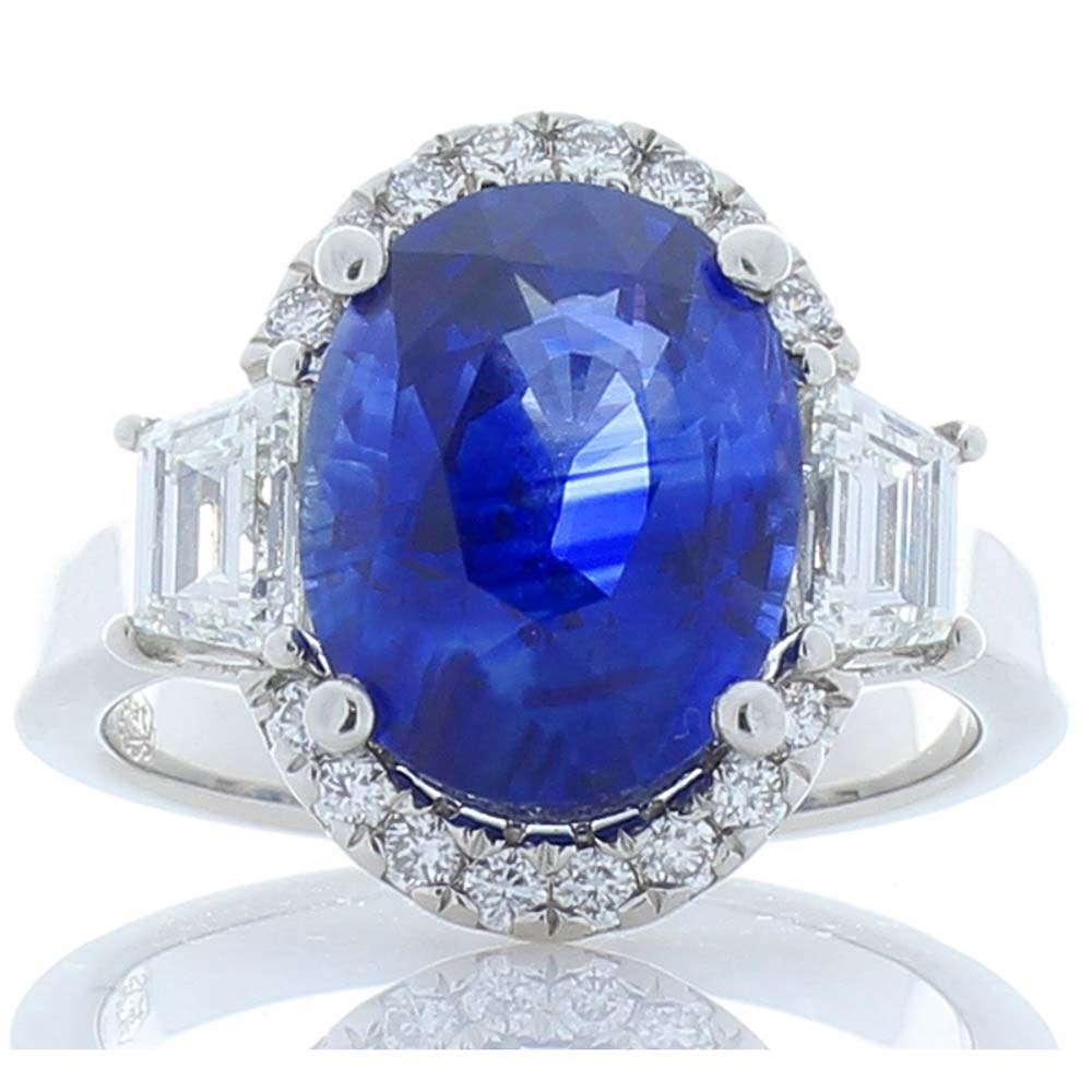 Heritage Gem Studio TIGL Certified 5.91 Carat Oval Blue Sapphire  Diamond Cocktail Ring In Platinum