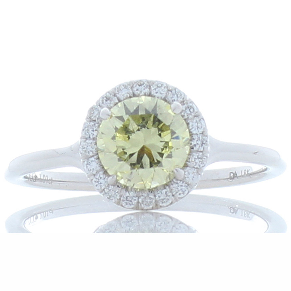 Heritage Gem Studio GIA Certified 1.01 Carat Natural Fancy Yellow Diamond White Gold Cocktail Ring