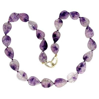 14K Yellow Gold with Pear Quartz  Amethyst Necklace