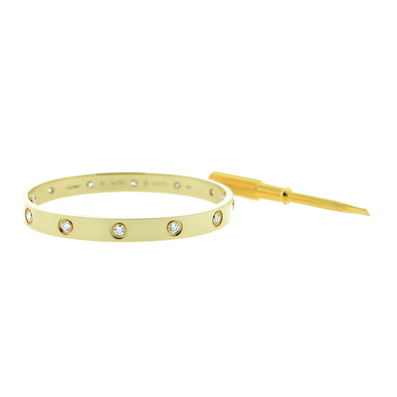 Cartier Love Bracelet B6040517 Yellow Gold 10 Diamond Size 17