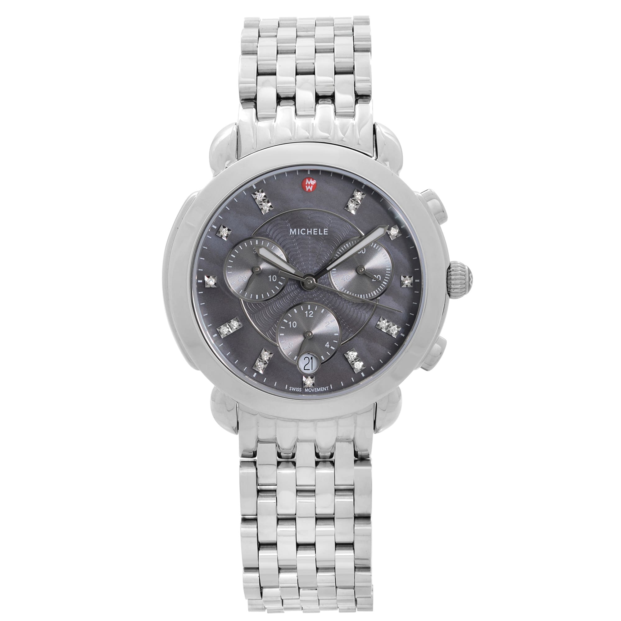 Michele Sidney Chronograph Steel Grey Diamond Dial Watch