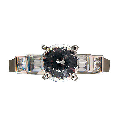 Vintage Platinum with 1.55ct Natural Sapphire  Diamond Ring Size 5