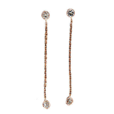14K Rose Gold and 0.55ct Diamond By the Yard Dangle Earrings 