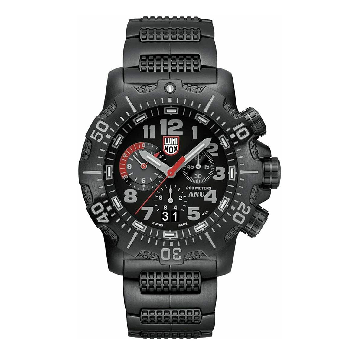 Luminox ANU 45mm Chronograph Steel Black Dial Quartz Mens Watch 