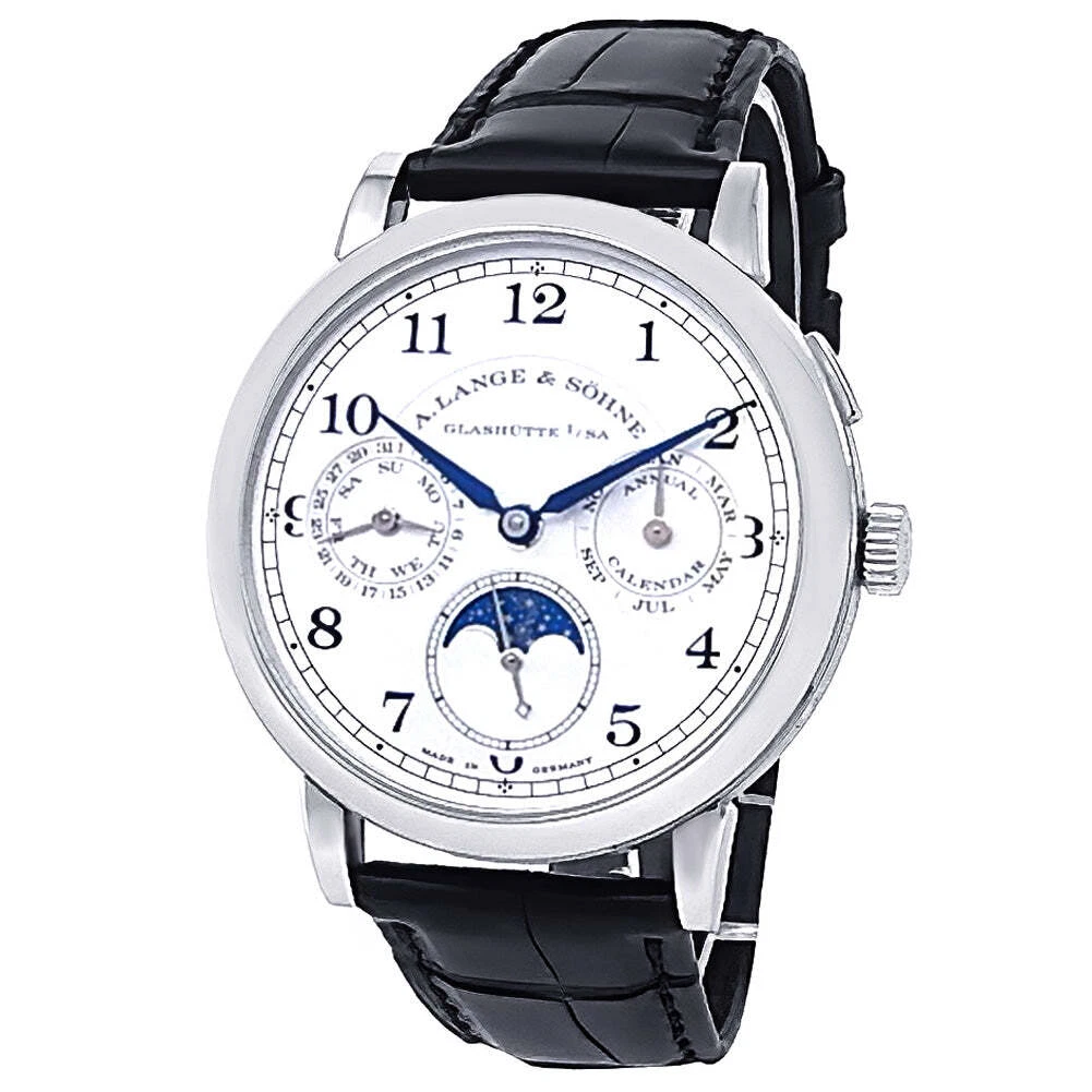 A.Lange Sohne 1815 Annual Calendar 18k White Gold Manual Silver Watch 238.026