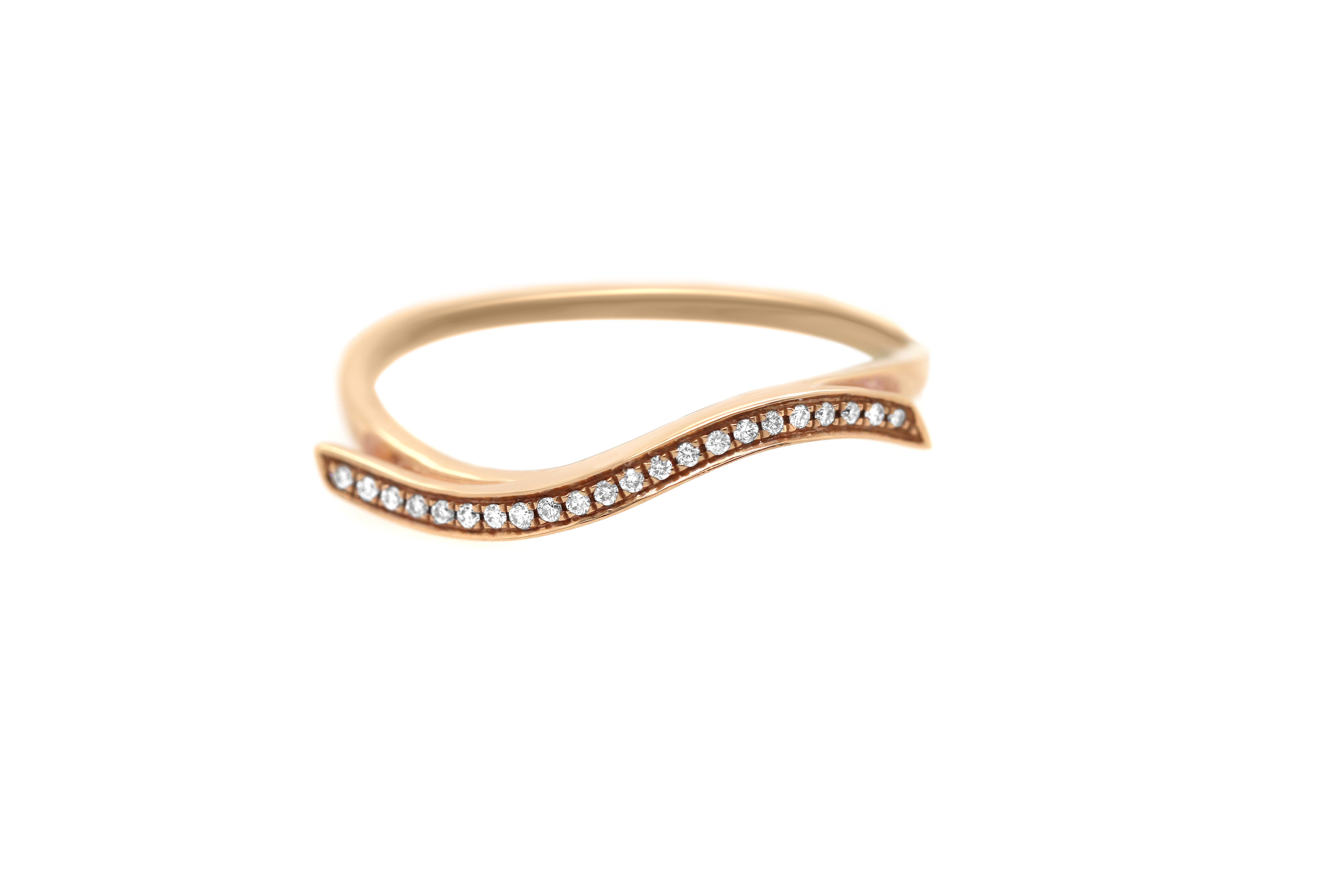18k Rose Gold .062ct Diamond Bar Ring