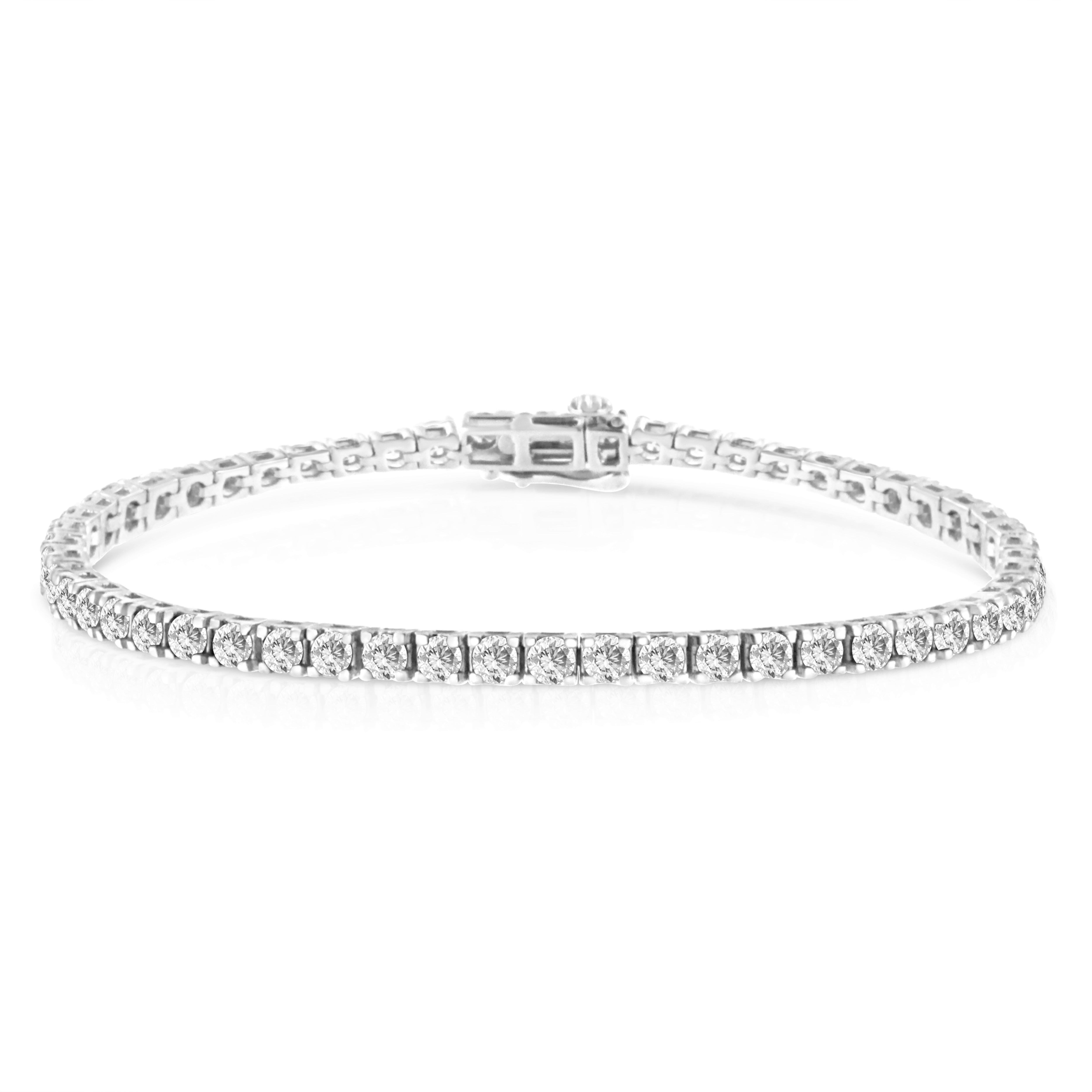 True 14K White Gold 5.00 Cttw Prong Set Lab Grown Round Diamond Classic Tennis Bracelet (F-G Color, VS2-SI1 claritys
) - 7.25"