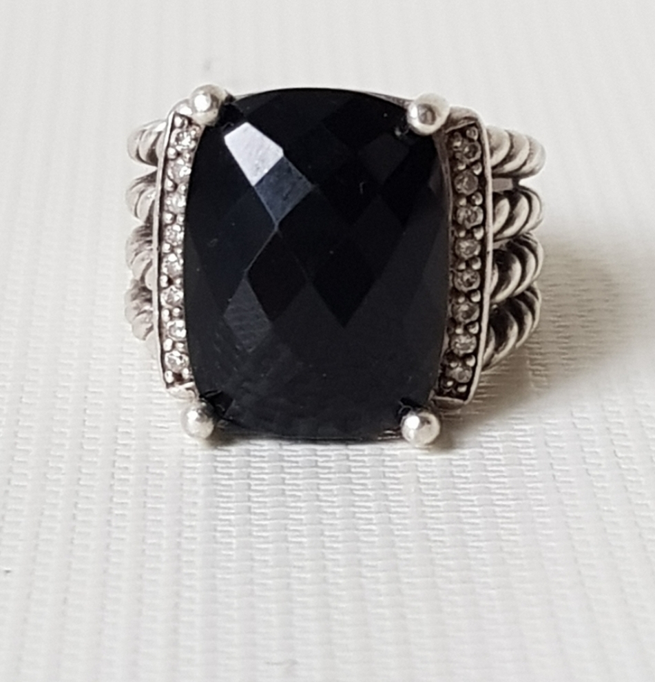 David Yurman Wheaton 16x12 Black Onyx Diamond Ring 